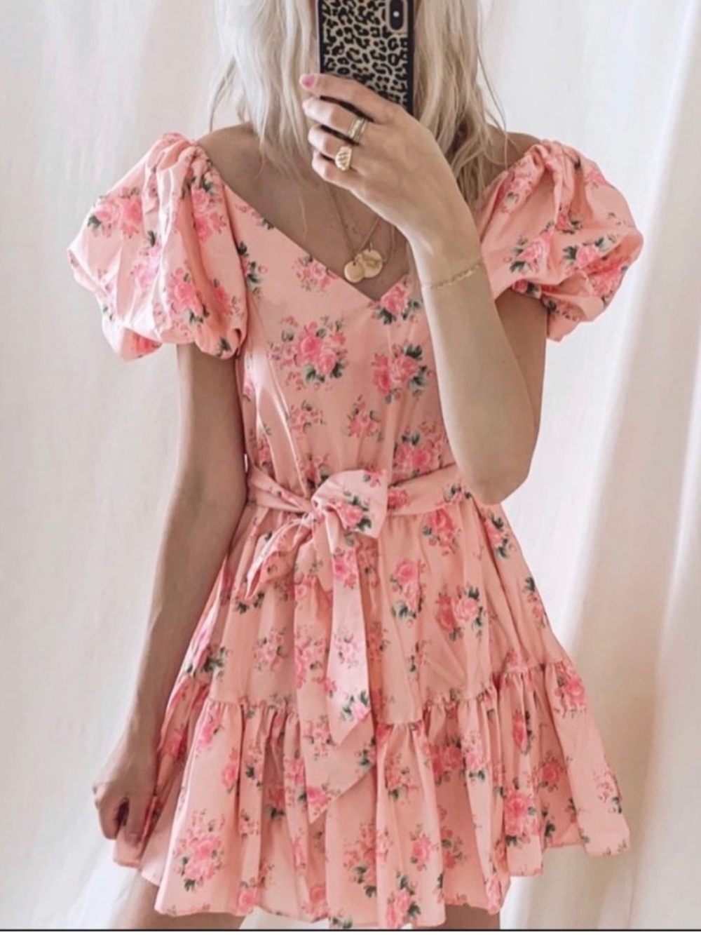 NWT LoveShackFancy x Target Cecile Pink Floral Puff Sleeve Mini Dress size 14